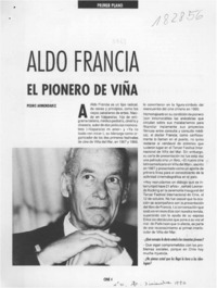 Aldo Francia el pionero de Viña  [artículo] Pedro Armendáriz.