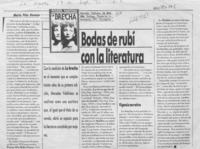 Bodas de rubí con la literatura  [artículo] María Pilar Donoso.
