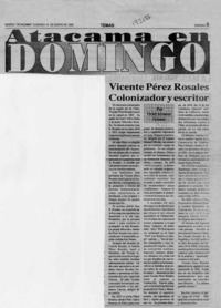 Vicente Pérez Rosales colonizador y escritor  [artículo] Oriel Alvarez Gómez.