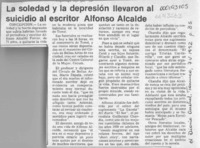 La Soledad y la depresión llevaron al suicidio al escritor Alfonso Alcalde  [artículo].