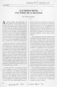 Luis Merino Reyes, una poesía de la realidad  [artículo] Antonio Campaña.