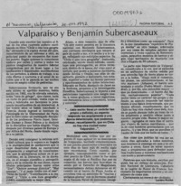 Valparaíso y Benjamín Subercaseaux  [artículo] Lautaro Robles.