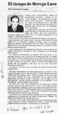 El tiempo de Orrego Luco  [artículo] Carlos Ruiz-Tagle.