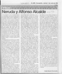 Neruda y Alfonso Alcalde  [artículo] Sergio Ramón Fuentealba.