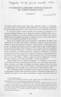 Un diálogo literario, poemas inéditos de Alberto Blest Gana  [artículo] Sara Almarza.