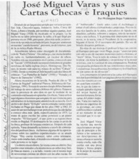 José Miguel Varas y sus cartas checas e iraquíes  [artículo] Wellington Rojas Valdebenito.