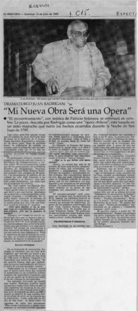 "Mi nueva obra será una ópera"  [artículo] Claudia Guzmán V.