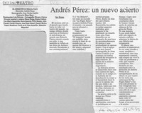 Andrés Pérez, un nuevo acierto  [artículo] Hans Ehrmann.