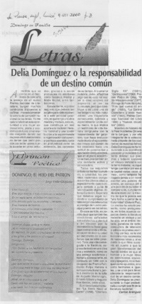 Delia Domínguez o la responsabilidad de un destino común  [artículo] Carlos Aránguiz