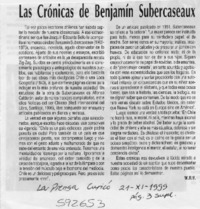 Las crónicas de Benjamín Subercaseaux  [artículo] Wellington Rojas Valdebenito