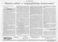 "Régimen militar" y "responsabilidades institucionales"