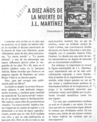 A diez años de la muerte de J. L. Martínez.