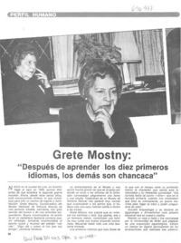 Grete Mostny: "después de aprender los diez primeros idiomas, los demás son chancaca" [Entrevista]