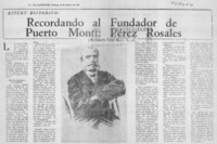 Recordando al fundador de Puerto Montt, Pérez Rosales