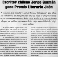 Escritor chileno Jorge Guzmán gana Premio Literario Jaén.