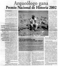 Arqueólogo gana Premio nacional de Historia 2002