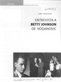 Entrevista a Betty Johnson de Vodanovic  [artículo]