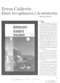 Teresa Calderón, entre los aplausos y la memoria  [artículo] María Luz Moraga