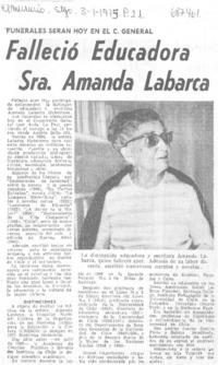 Falleció educadora Sra. Amanda Labarca.