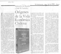 Orígenes de la vida económica chilena