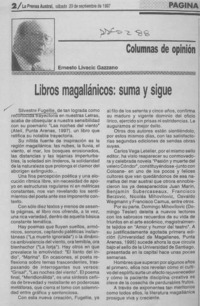 Libros magallánicos, suma y sigue  [artículo] Ernesto LIvacic Gazzano.