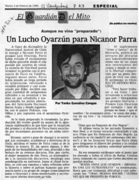 Un Lucho Oyarzún para Nicanor Parra  [artículo] Yanko González Cangas.