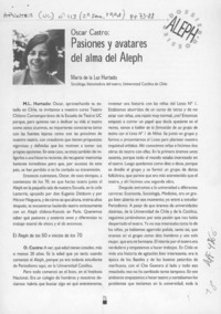 Pasiones y avatares del alma del Aleph  [artículo] María de la Luz Hurtado.