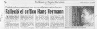 Falleció el crítico Hans Ehrmann  [artículo].