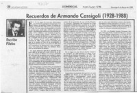 Recuerdos de Armando Cassigoli (1928-1988)  [artículo] Filebo.