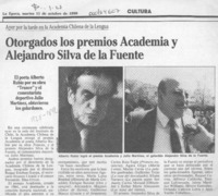Otorgados los premios Academia y Alejandro Silva de la Fuente  [artículo].