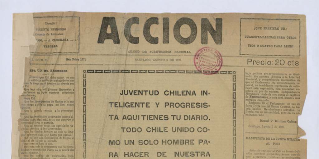 Acción : número 2-14, del 6 al 21 de agosto de 1925