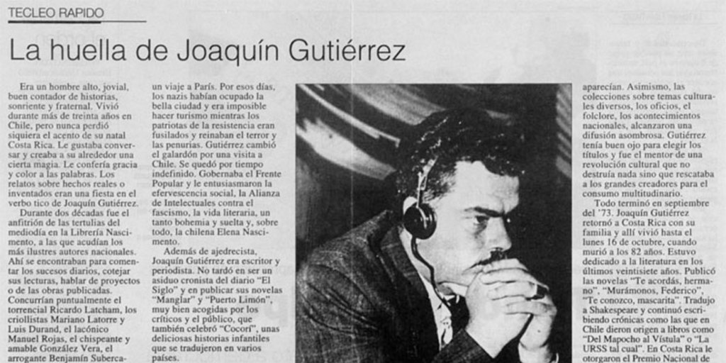 La huella de Joaquín Gutiérrez