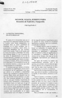 Nicanor, Violeta, Roberto Parra, encuentro de tradición y vanguardia  [artículo] Fidel Sepúlveda Ll.