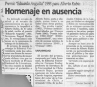 Homenaje en ausencia  [artículo] Claudia Sánchez R.