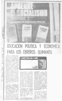 Educación política y económica para los obreros, Quimantu