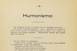 Humorismo. Ráfaga. Instituto Nacional, Santiago. Año 1, N.º 1, Agosto 1935, página 18.