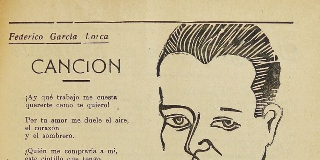 "Canción" de Federico García Lorca en revista Vértebra del Liceo de Hombres de La Serena.