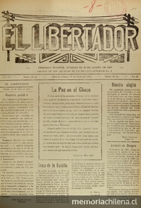 Portada El Libertador, Año VI, N° 21, Chillán, 20 de agosto de 1955, p.1.