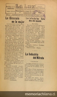 La Luz. Escuela N.º 2 de Niñas, Puerto Aysén, Año 1, N.º 9, 1 de Marzo de 1931, página 2.