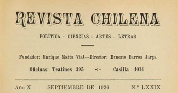 Revista chilena: año 10, número 79, septiembre de 1926