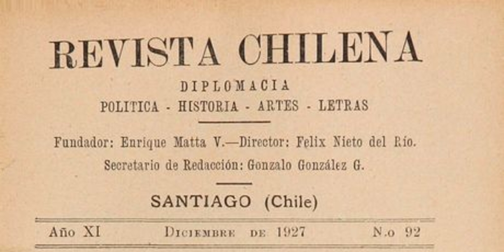 Revista chilena: año 11, número 92, diciembre de 1927
