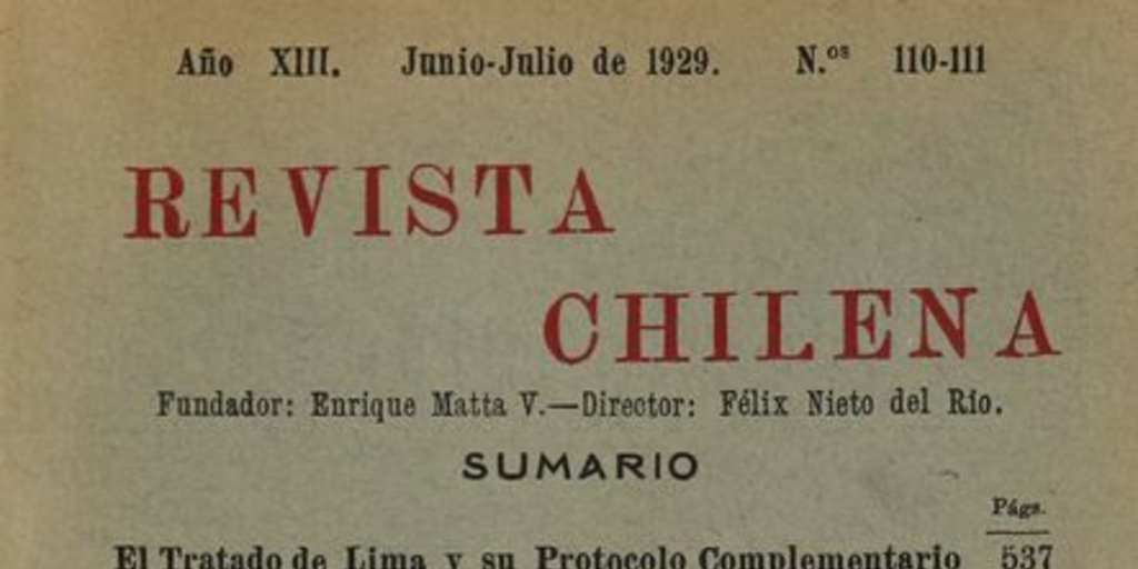 Revista chilena: año 13, números 110-111, junio-julio de 1929