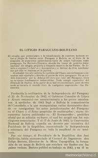 El litigio paraguayo-boliviano