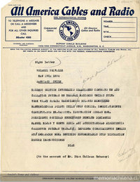 [Telegrama] [1946], Washington D. C. [a] Rosamel del Valle[manuscrito]