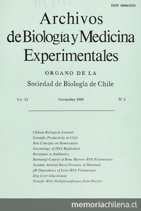 Un siglo de vida libre (1878-1978) Nuevos conceptos de homeostasis. Archivos de Medicina y Biología Experimentales, Vol. 13