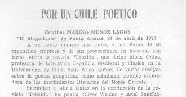 Por un Chile poético