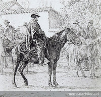 Dibujo de huasos a caballo