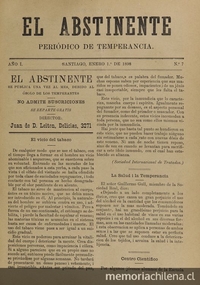 El Abstinente Año I: nº7, 1 de enero de 1898