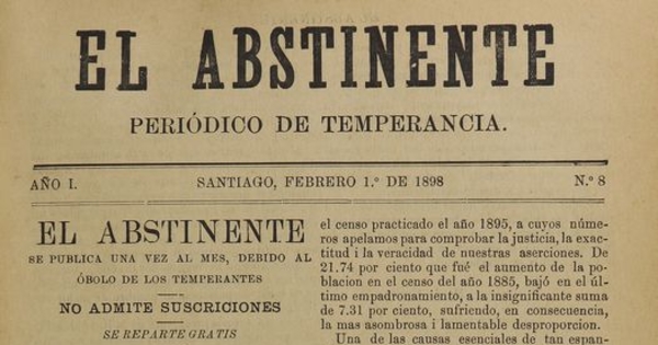 El Abstinente Año I: nº8, 1 de febrero de 1898