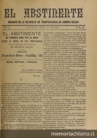  El Abstinente Año II: nº22, 1 de abril de 1899